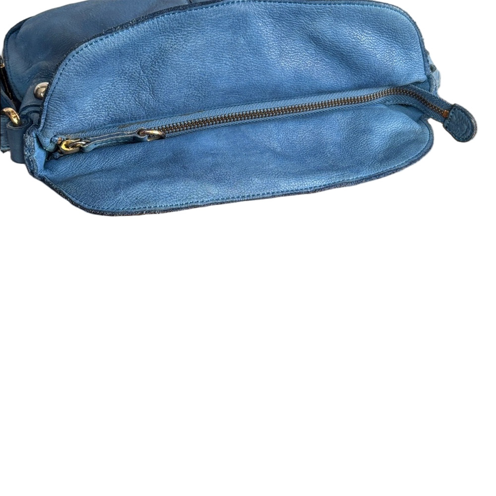 Anthropologie Lucky Penny Blue Leather Faded Crossbody Boho Bag - Picture 6 of 9
